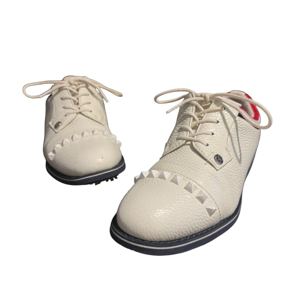 G/Fore Grosgrain Stud Cap Toe Gallivanter Golf Shoes Womens White, Size 6.5